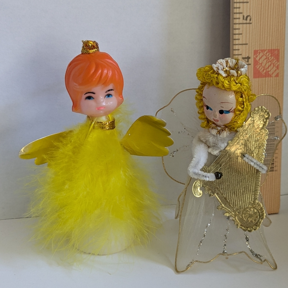 Vintage Angel Christmas Tree Ornaments Lot Of 2 Festive Holiday Decor Collectibl